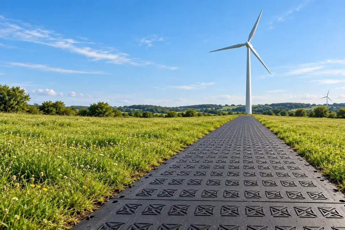 Visualisierung einer temporären Zuwegung im Windpark