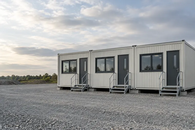 Raumcontainer mit Fenstern und eigenen Eingängen